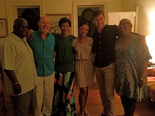 Hibiscus Hotel cast with D.P. Brave Davis in Jacaranda Drawing Room