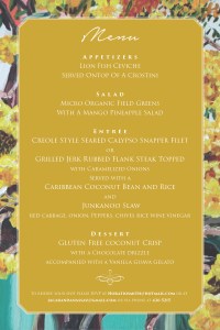 Je'Rome calypso Menu Dinner